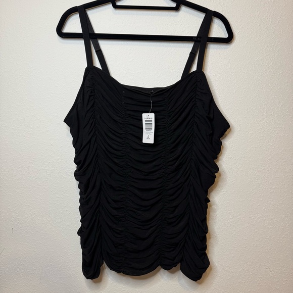 torrid Tops - Torrid Black Shirred Stretch Mesh Cropped Cami Adjustable Tank Top Size 3x NWT